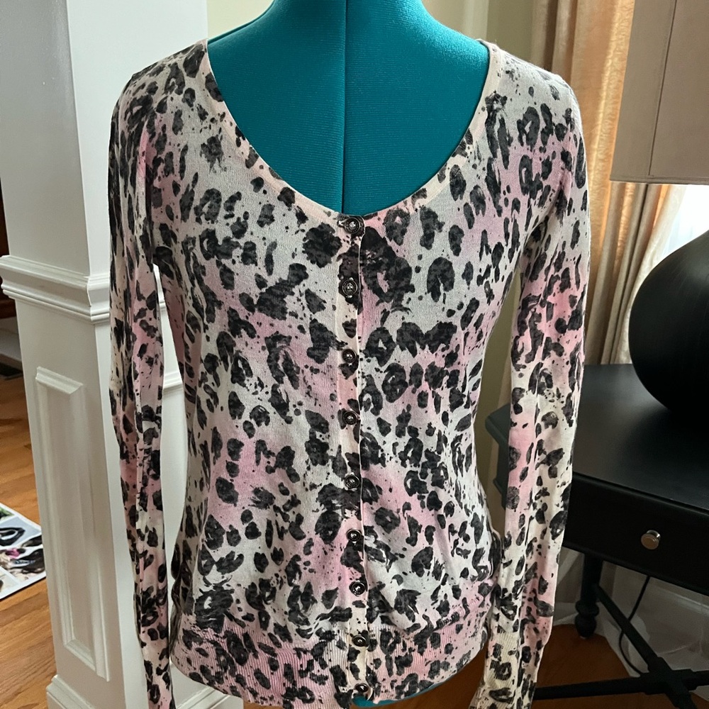 GUESS Leopard Print Button-Up Top